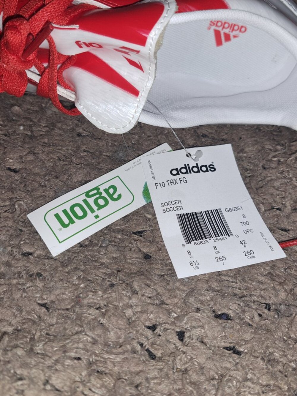 ADIDAS-F10 TRX FG Messi Soccer Cleats-White/Red/Black-Sz 8.5-NEW/NO BOX - Picture 9 of 9